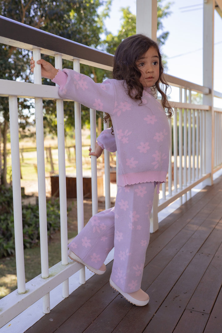 Knit Set | Daisy Pastel Lilac Floral