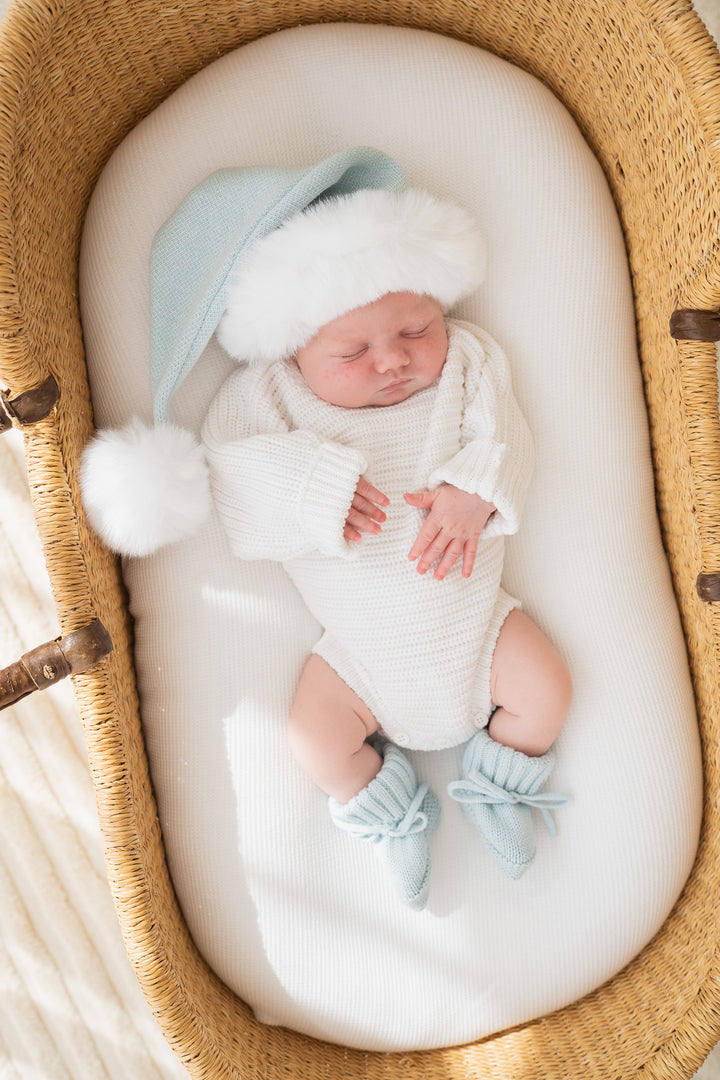 Knit Santa Hat | Sky Blue | PRE-ORDER
