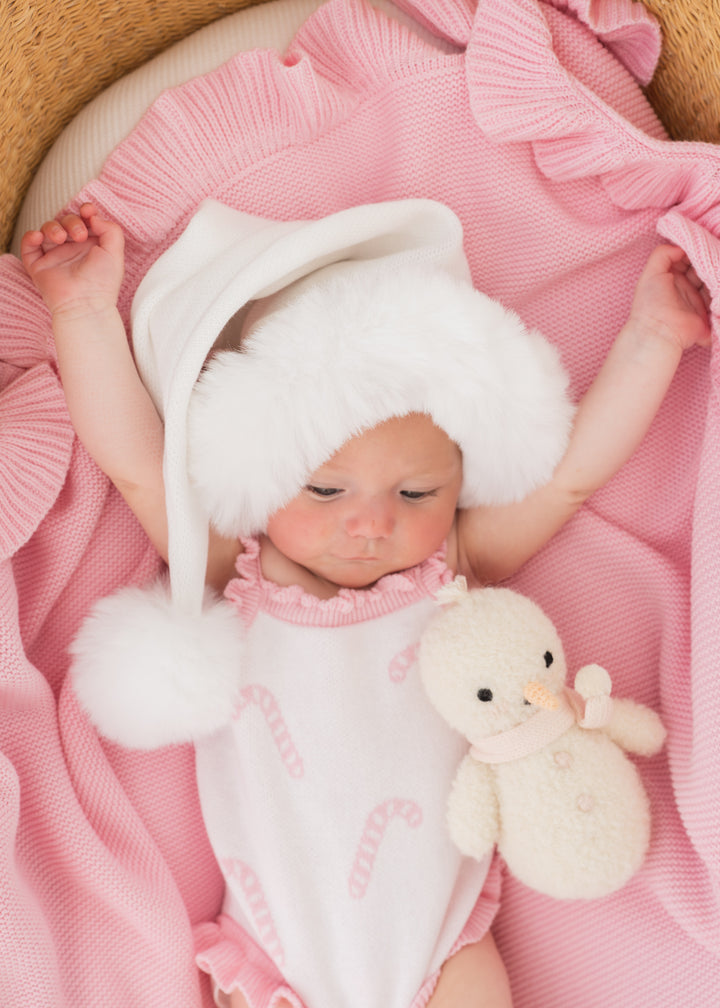 Knit Singlet Romper | Pink Candy Canes | PRE-ORDER