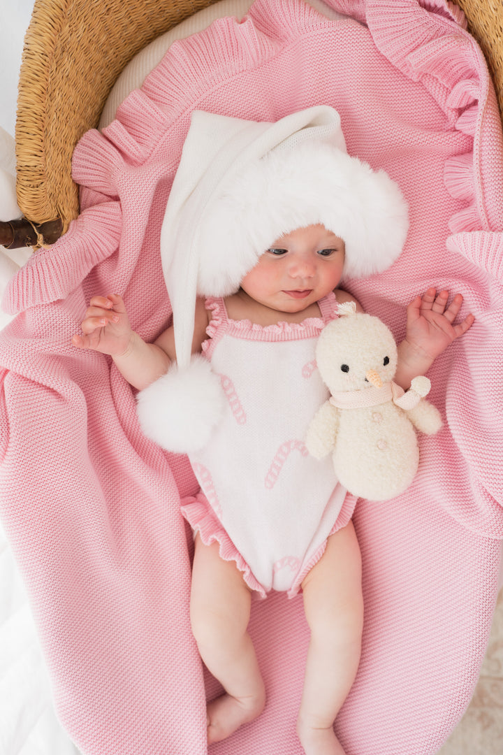 Knit Singlet Romper | Pink Candy Canes | PRE-ORDER