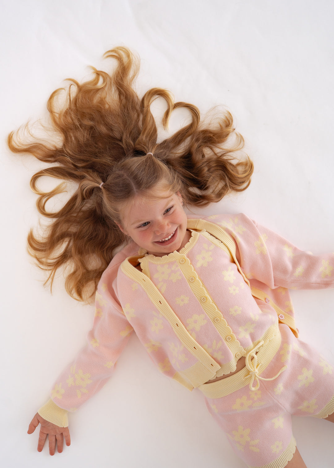 Knitted Shorts | Daisy Floral Lemon