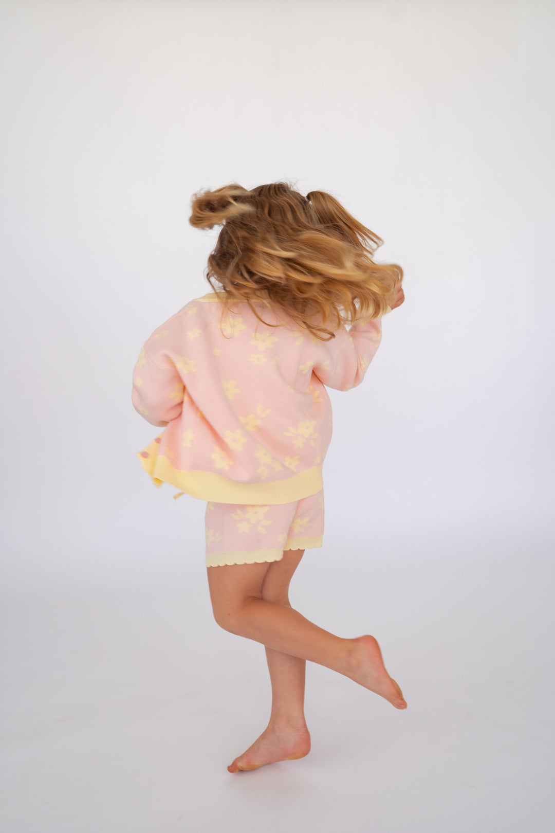 Knitted Shorts | Daisy Floral Lemon