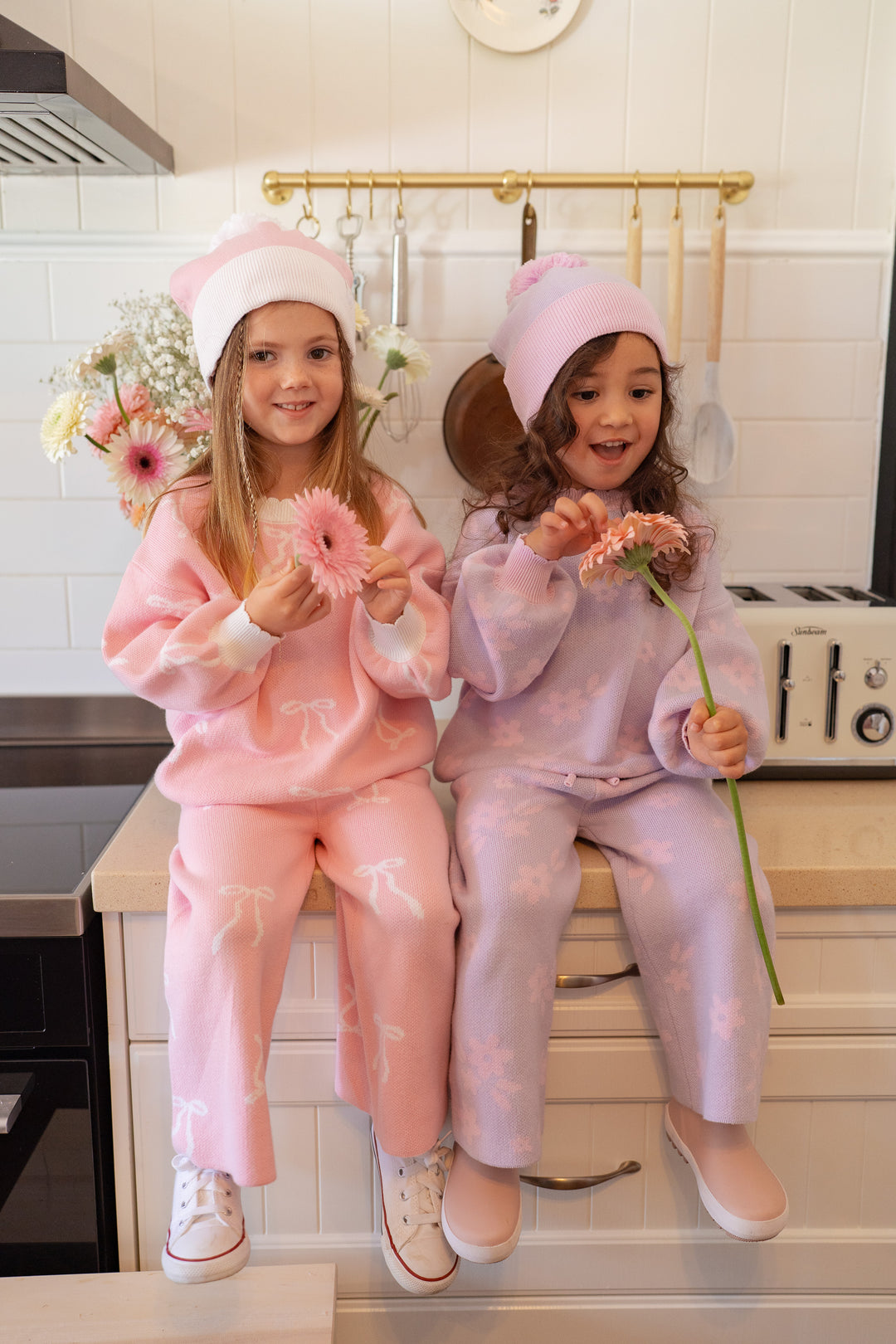 Knitted Pom Beanie | Marshmallow Duo Tone