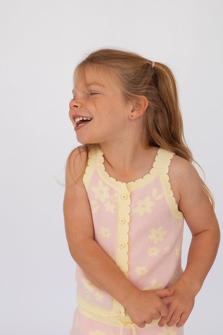 Knitted Shirt | Daisy Floral Lemon