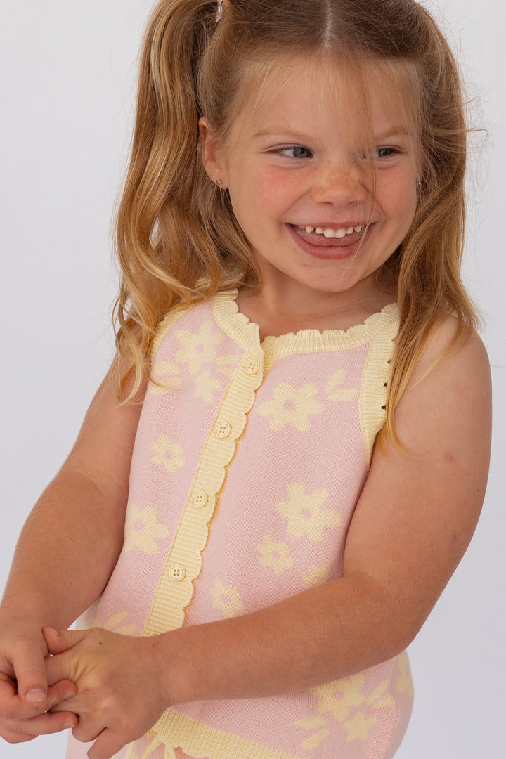 Knitted Shirt | Daisy Floral Lemon