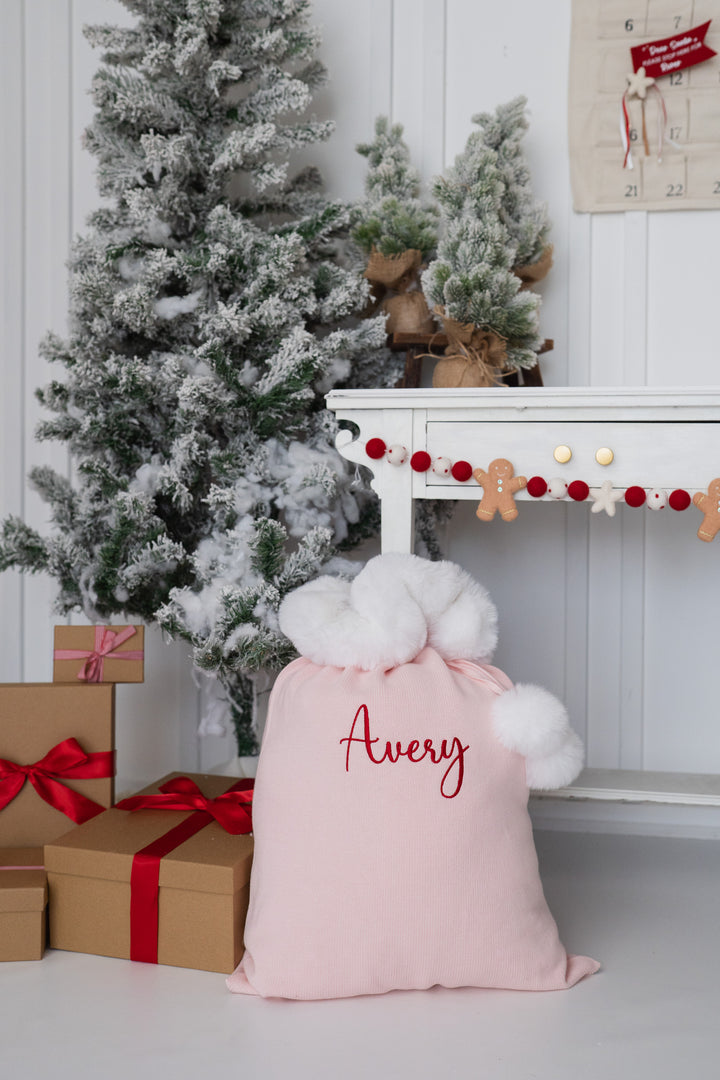 Knit Santa Sack | Baby Pink | PRE-ORDER