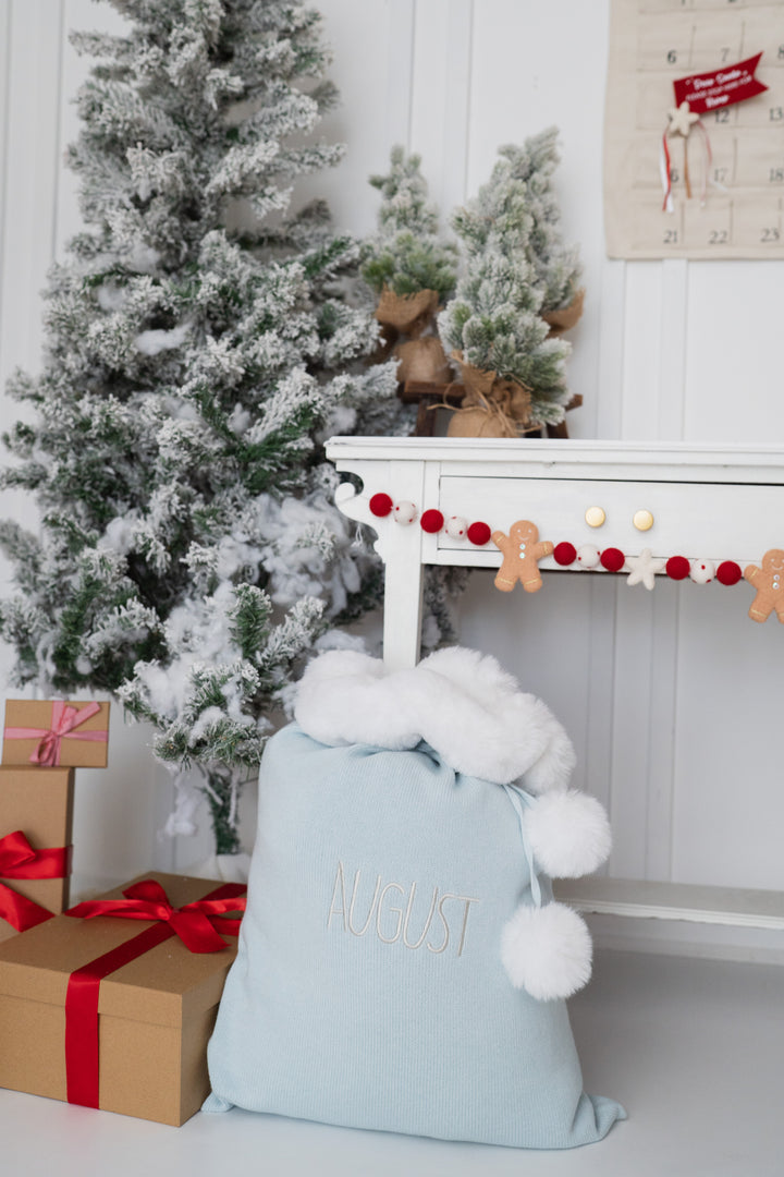 Knit Santa Sack | Sky Blue | PRE-ORDER