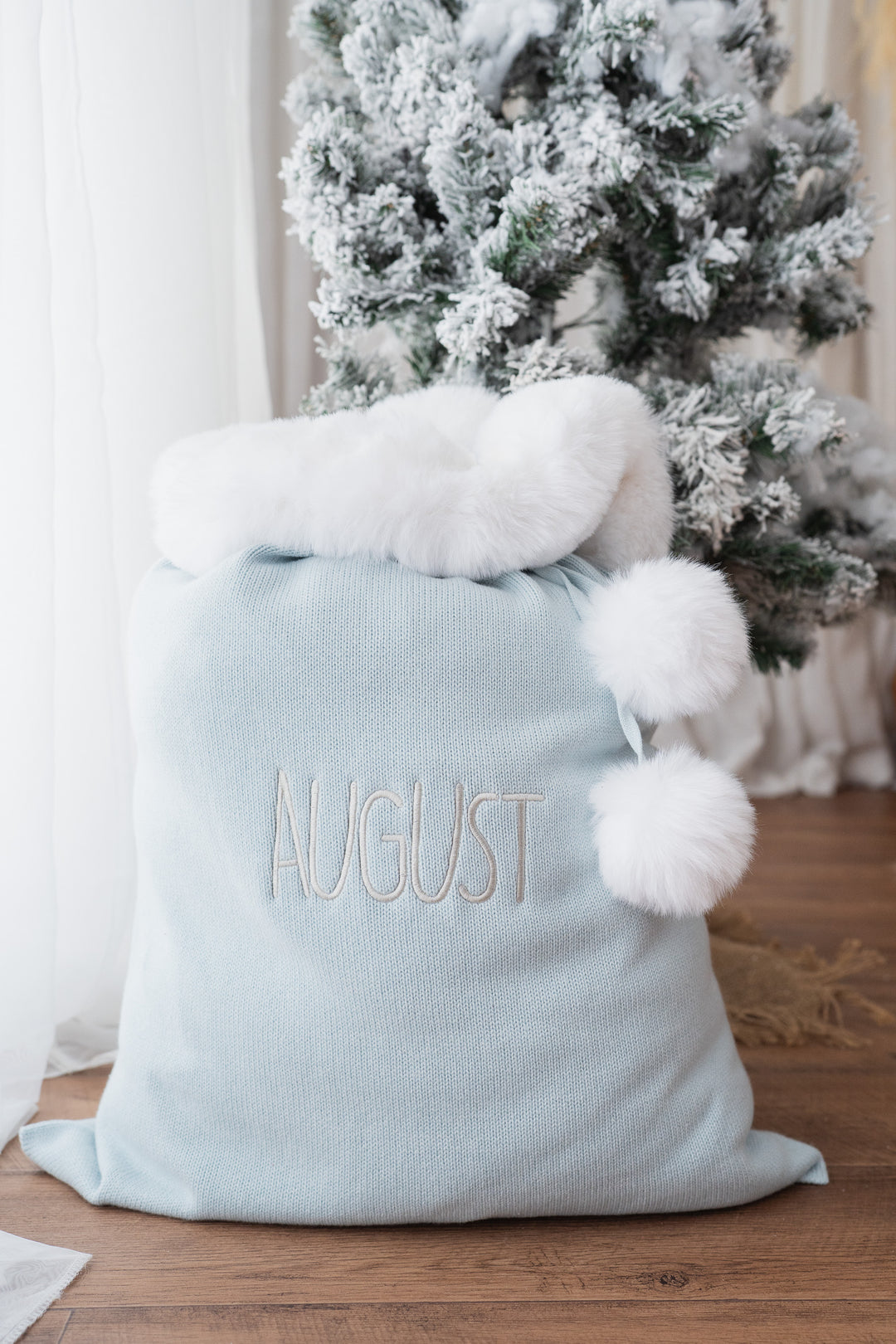 Knit Santa Sack | Sky Blue | PRE-ORDER
