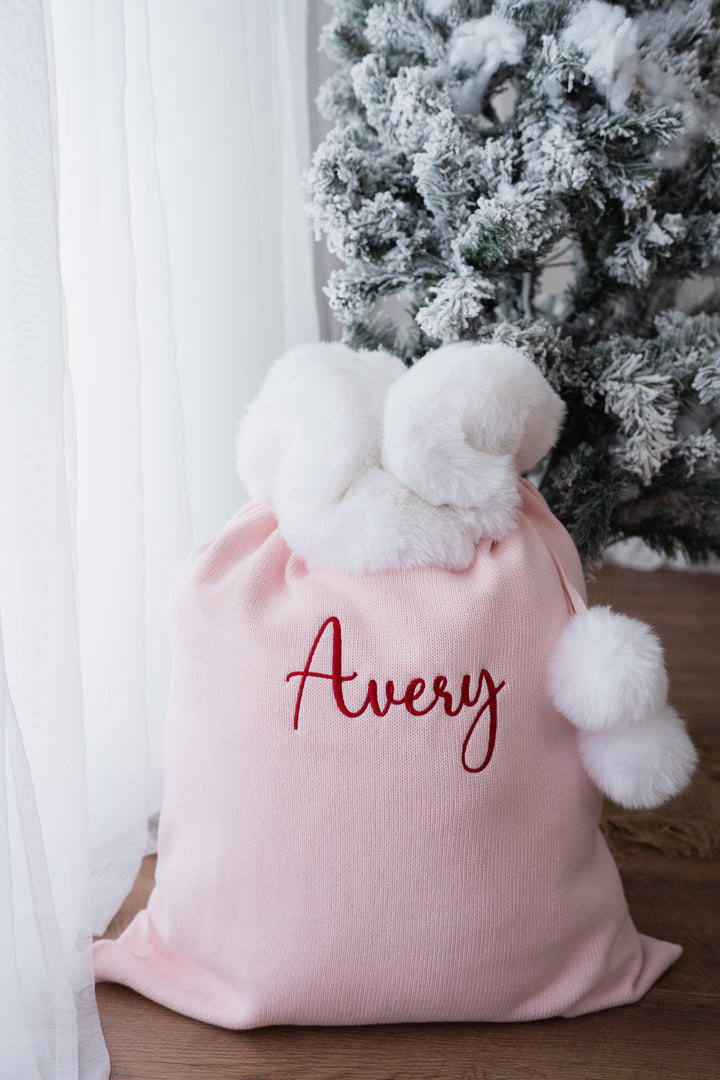 Knit Santa Sack | Baby Pink | PRE-ORDER