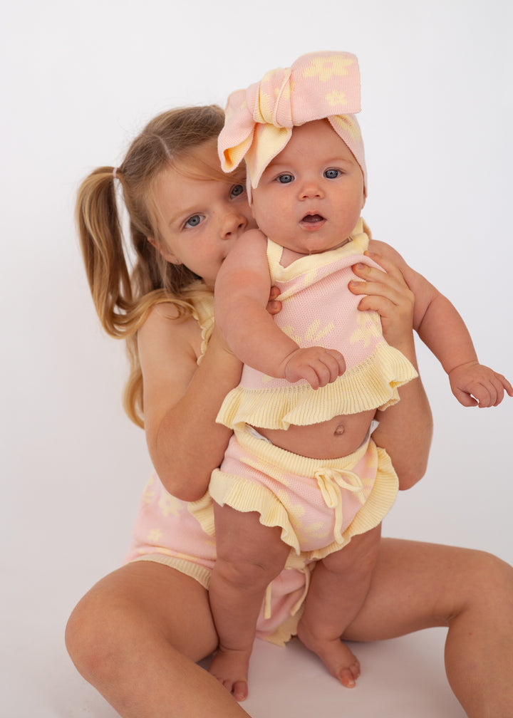 Knit Summer Set | Daisy Floral Lemon