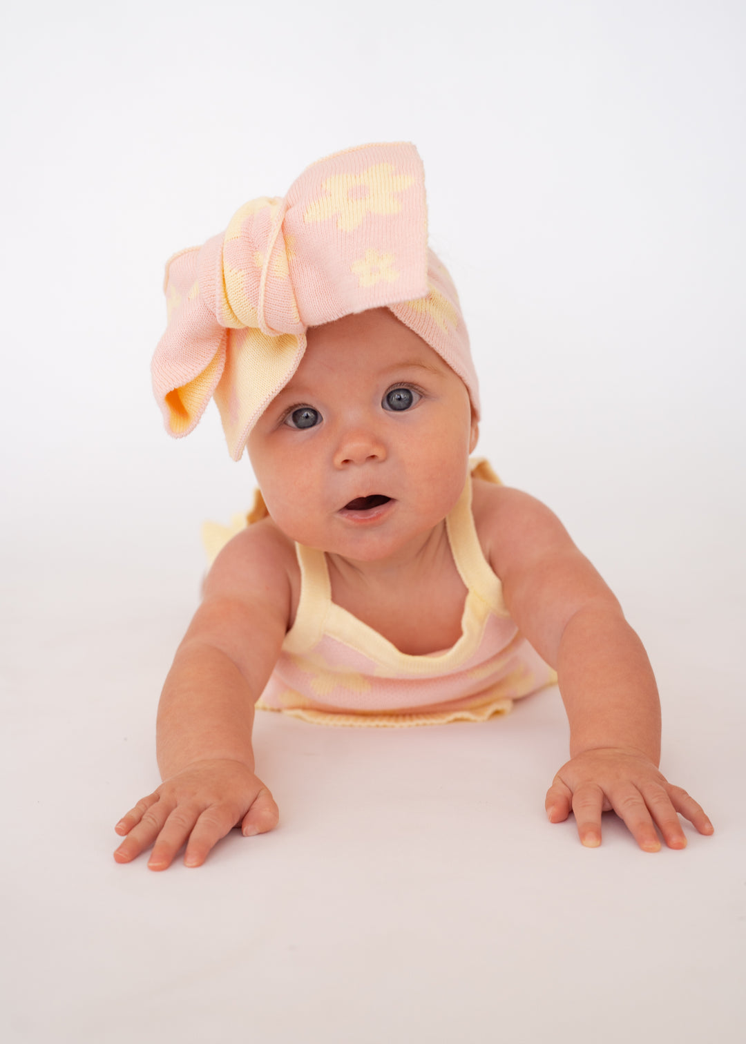 Knitted Oversized Topknot | Daisy Floral Lemon *PRE-ORDER*