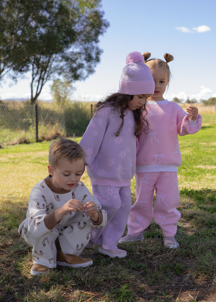 Knit Set | Daisy Pastel Lilac Floral