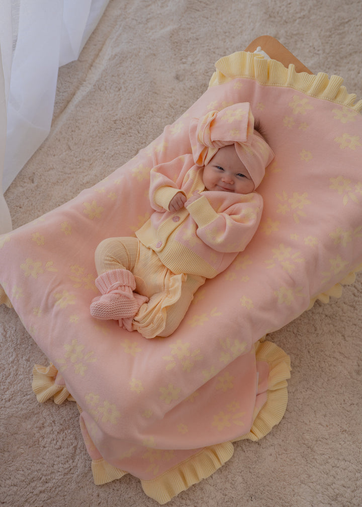 Knitted Cardigan | Daisy Floral Lemon