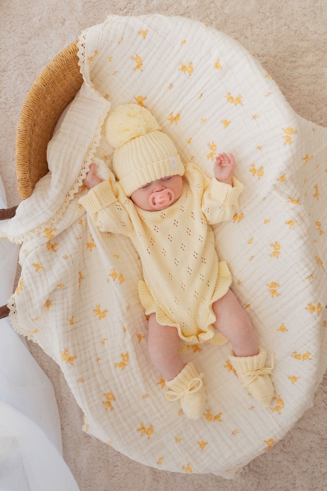 Gauze Lace Blanket | Yellow Tiny Floral
