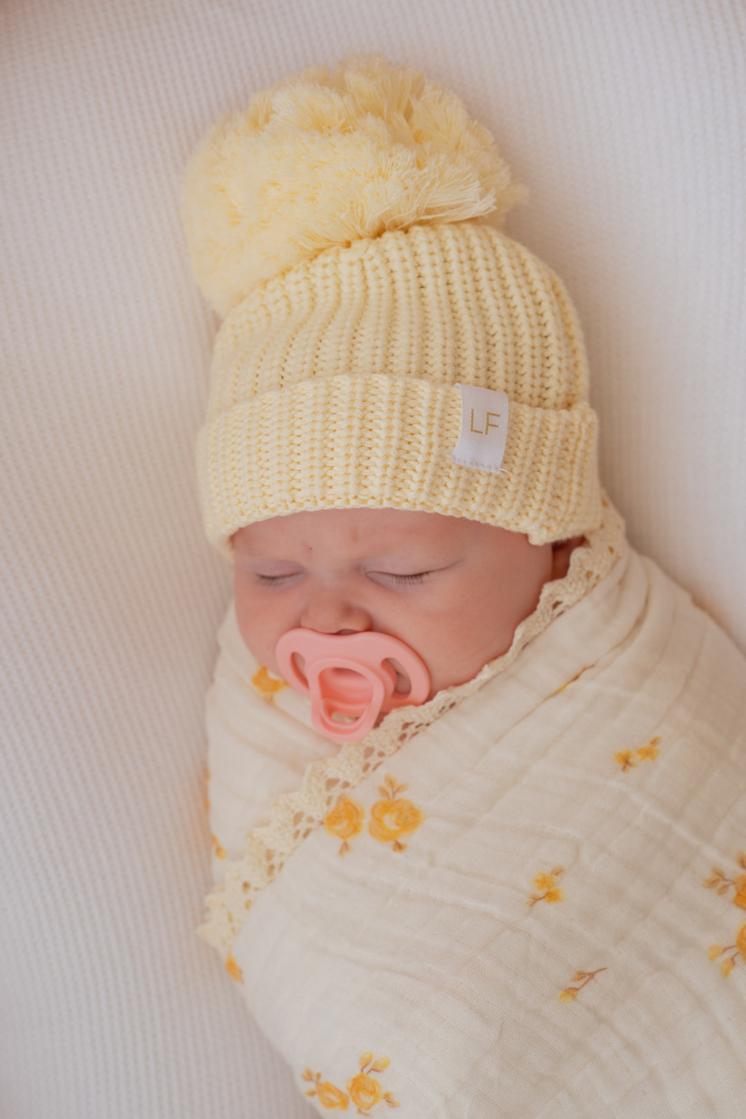 Knitted Pom Beanie | Lemon