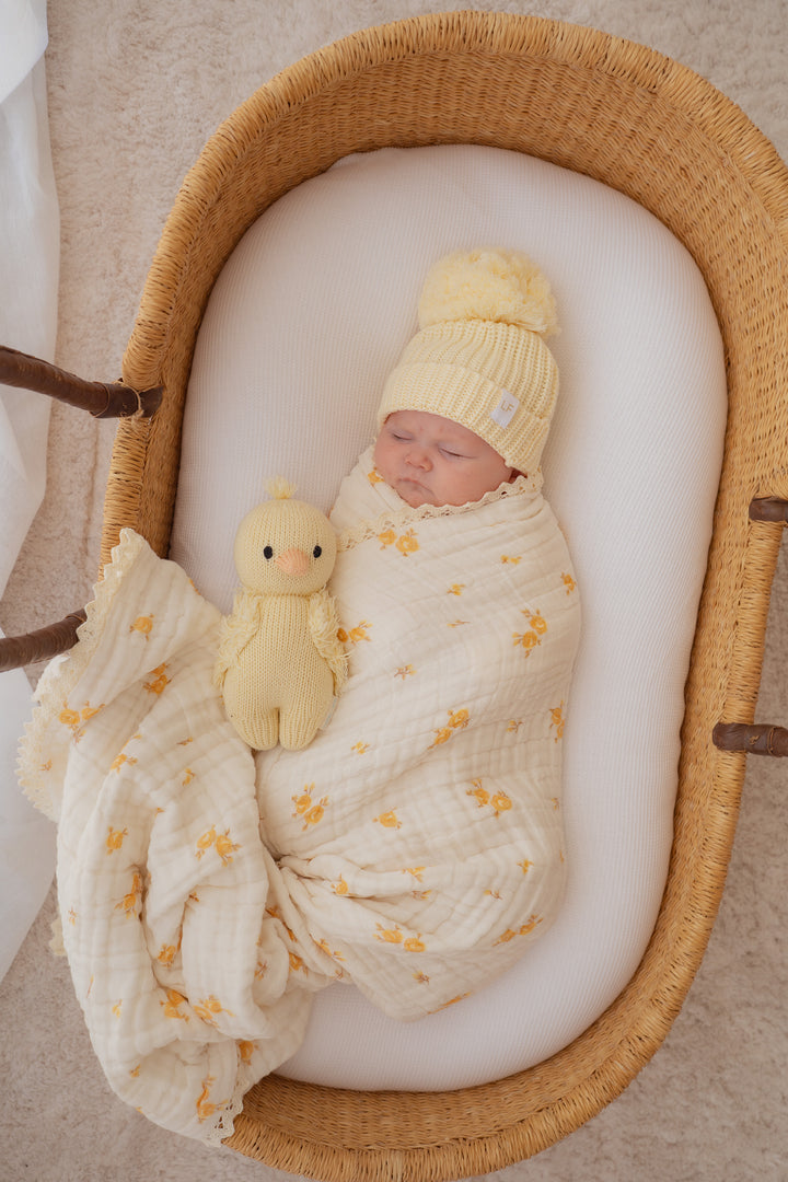 Gauze Lace Blanket | Yellow Tiny Floral