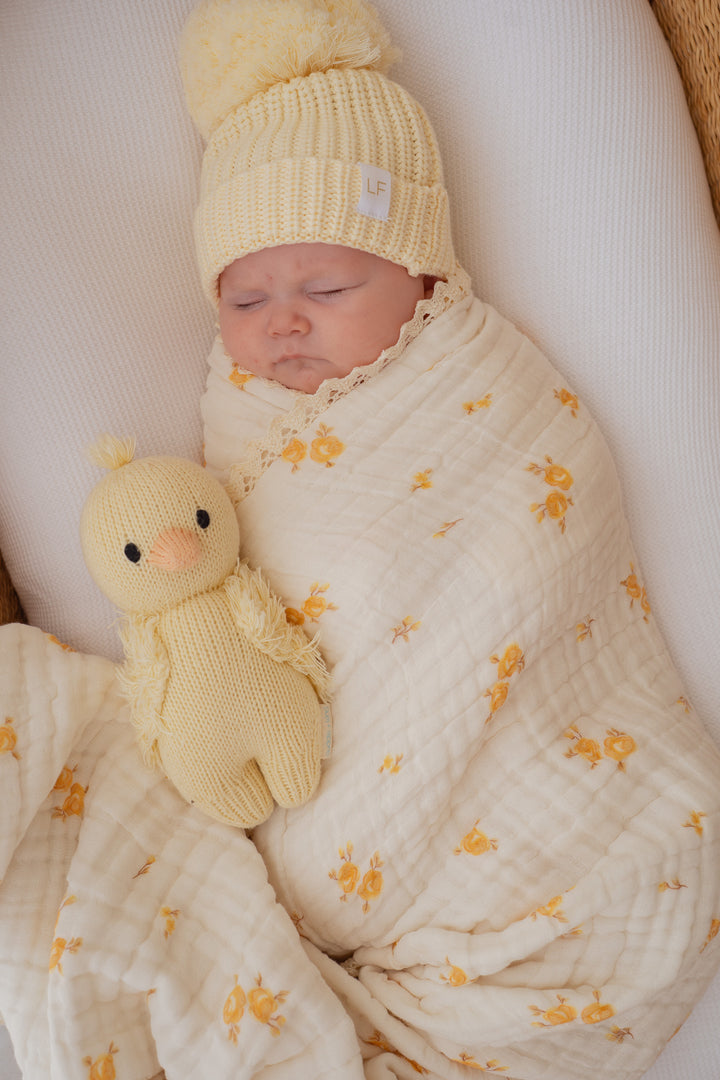 Gauze Lace Blanket | Yellow Tiny Floral