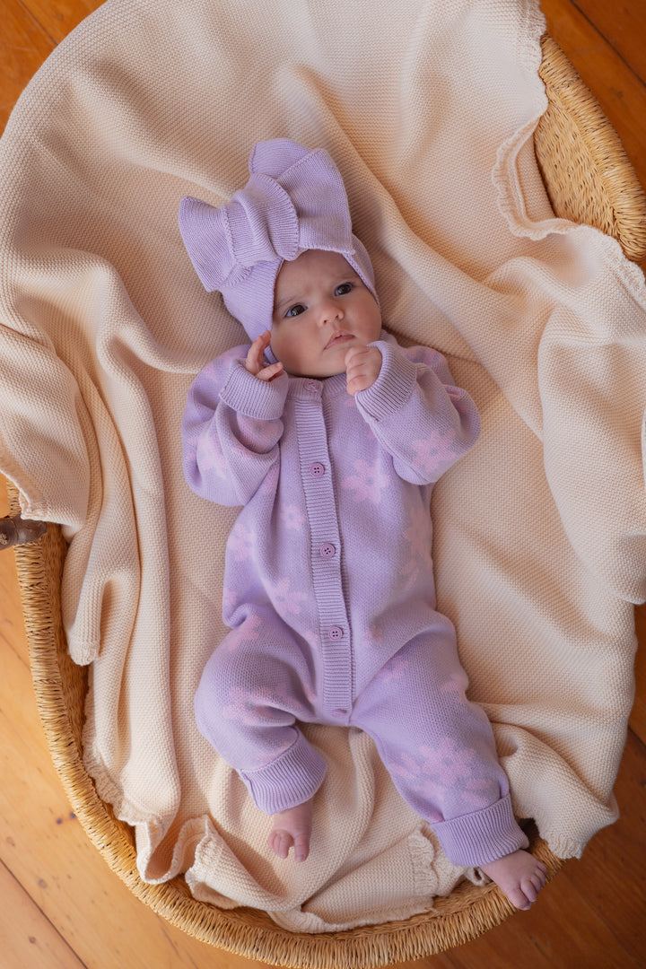 Knit Classic Romper | Daisy Pastel Lilac Floral