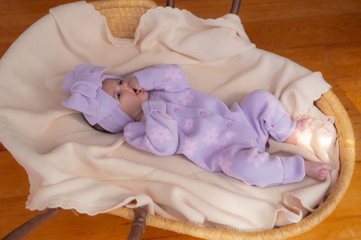 Knit Classic Romper | Daisy Pastel Lilac Floral