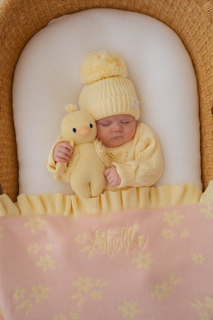 Frill Knit Blanket | Daisy Floral Lemon *PRE-ORDER*