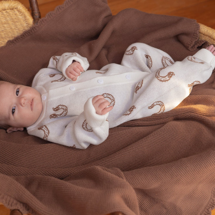 Knit Classic Romper | Western Horse Shoe