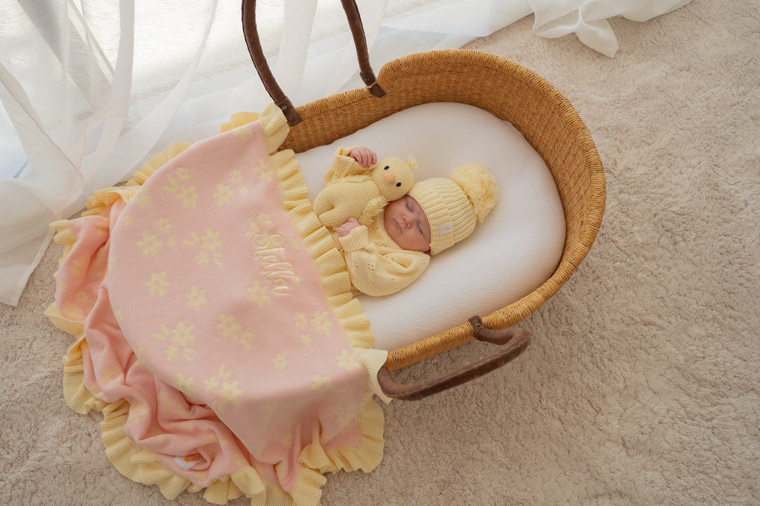 Frill Knit Blanket | Daisy Floral Lemon *PRE-ORDER*