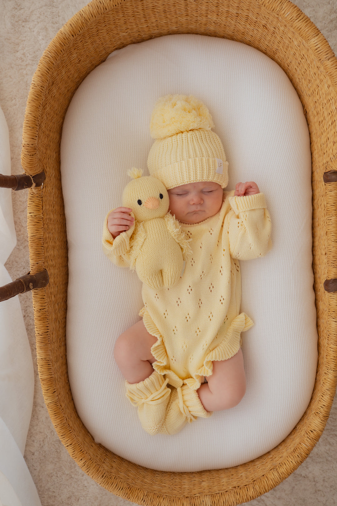 Knitted Pom Beanie | Lemon