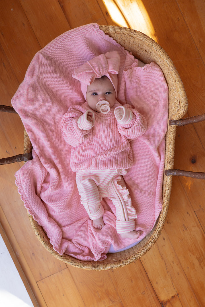 Fleece Frill Zip Romper | Candy Stripes