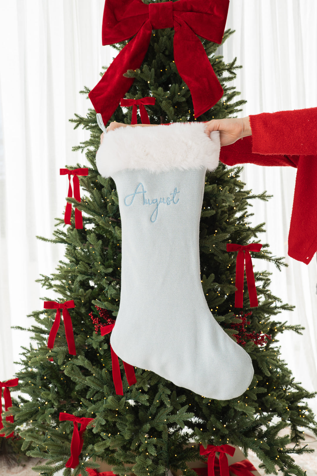 Knit Santa Stocking | Sky Blue | PRE-ORDER