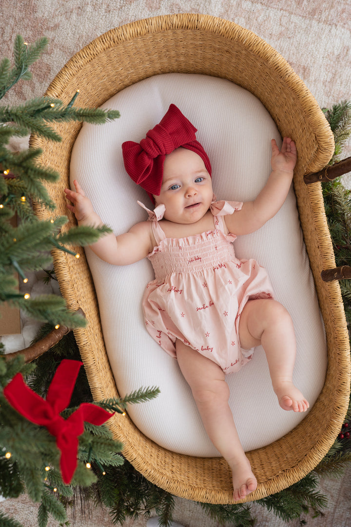 Tie Bubble Romper | Pink Santa Baby | PRE-ORDER