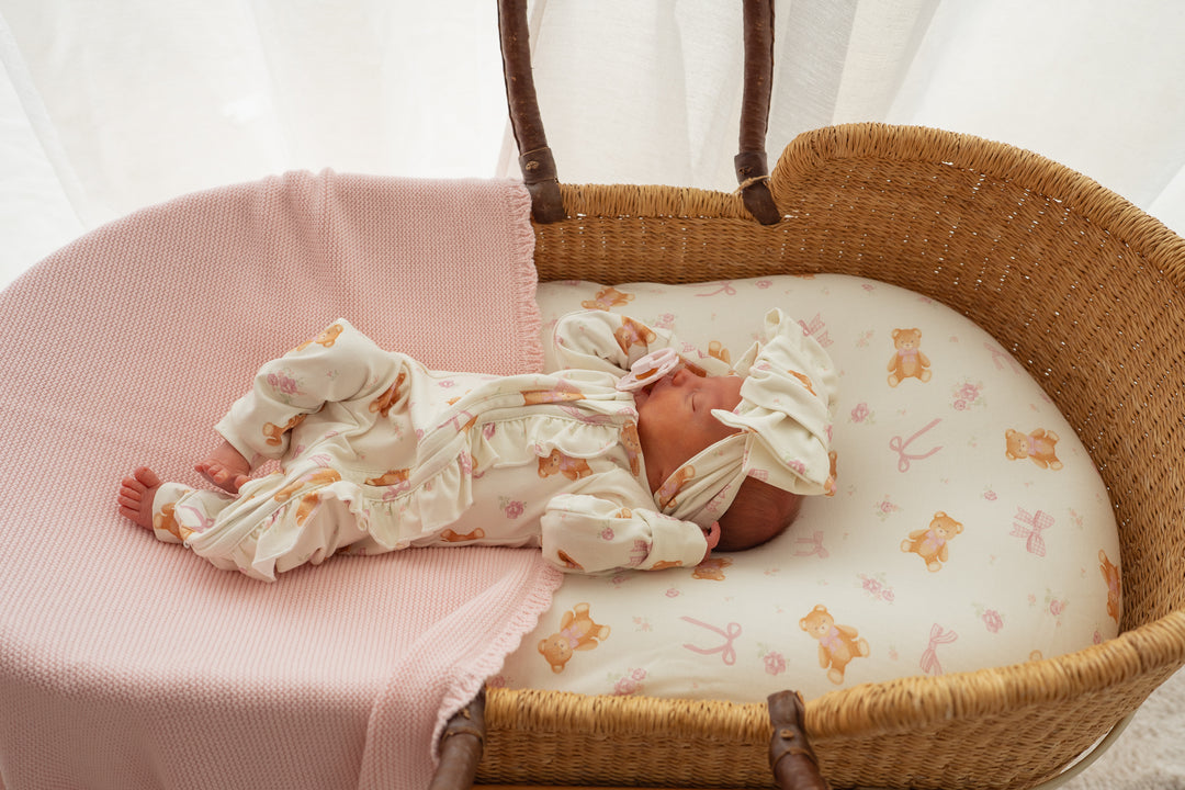 Frill Zip Romper | Pink Teddies