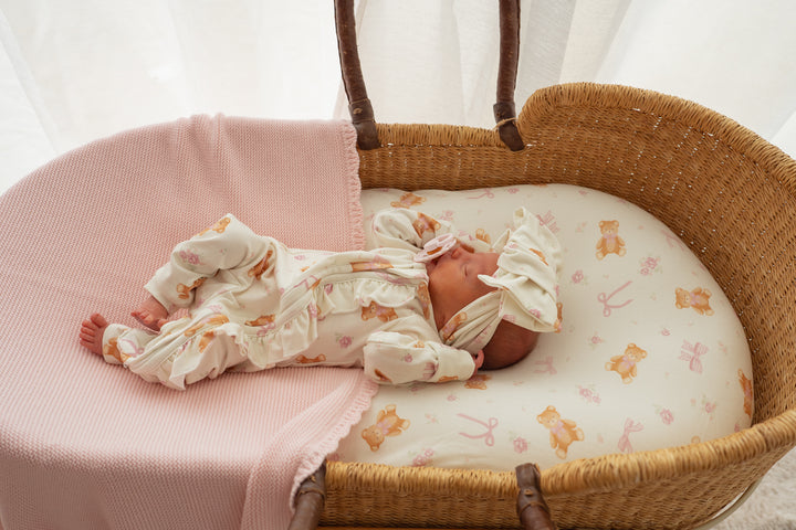 Frill Zip Romper | Pink Teddies