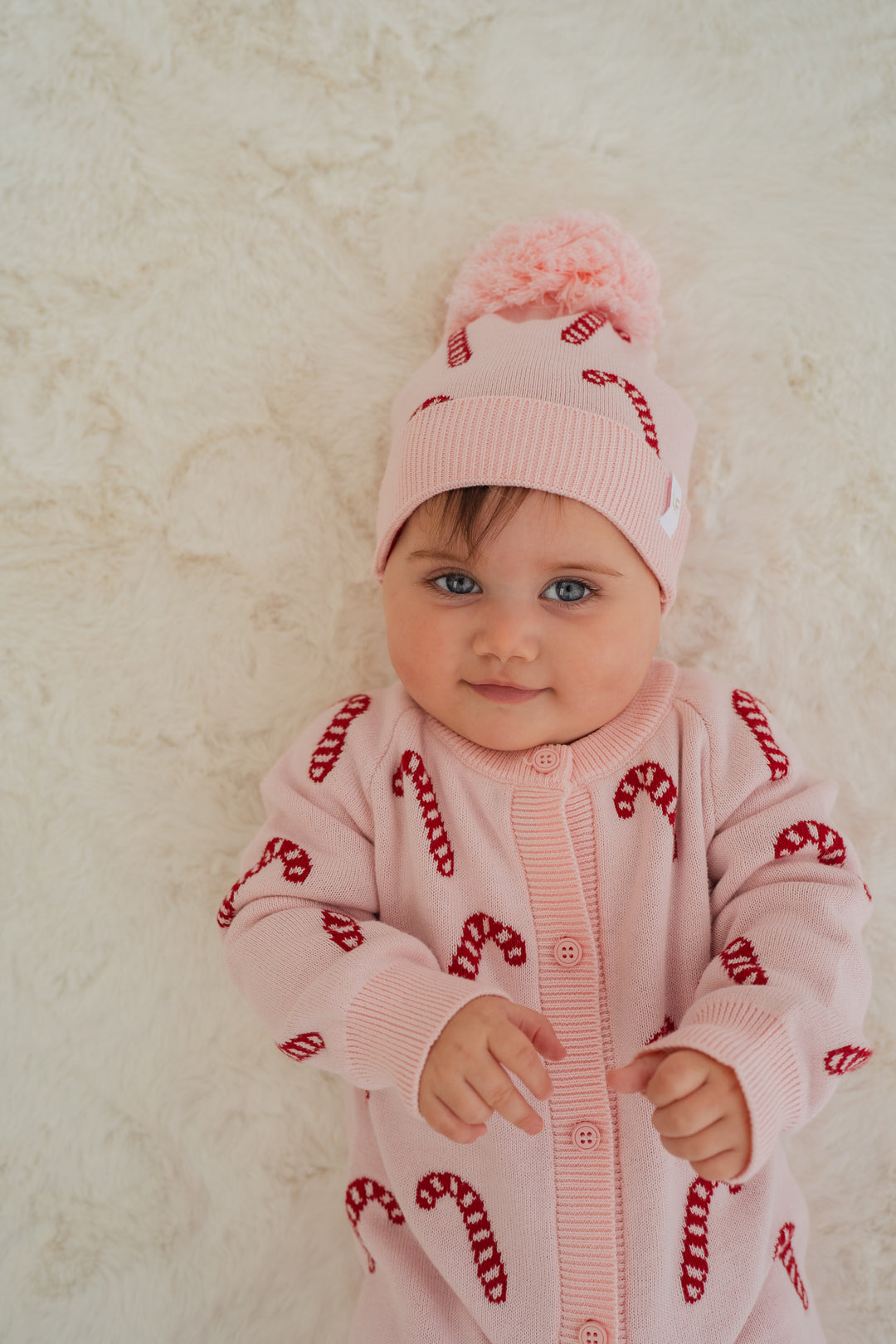Knit Classic Romper | Pink Candy Cane