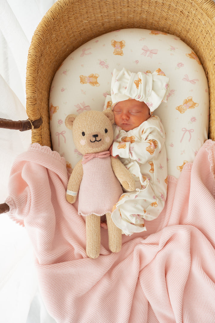 Frill Zip Romper | Pink Teddies