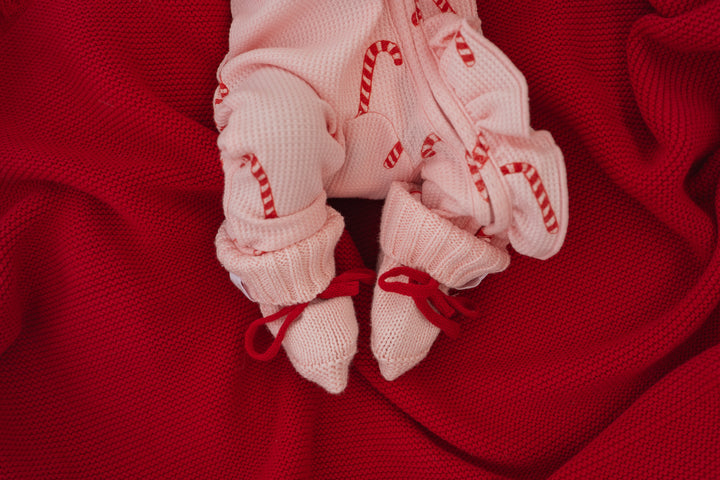 Knitted Booties | Baby Pink/ Rudolph