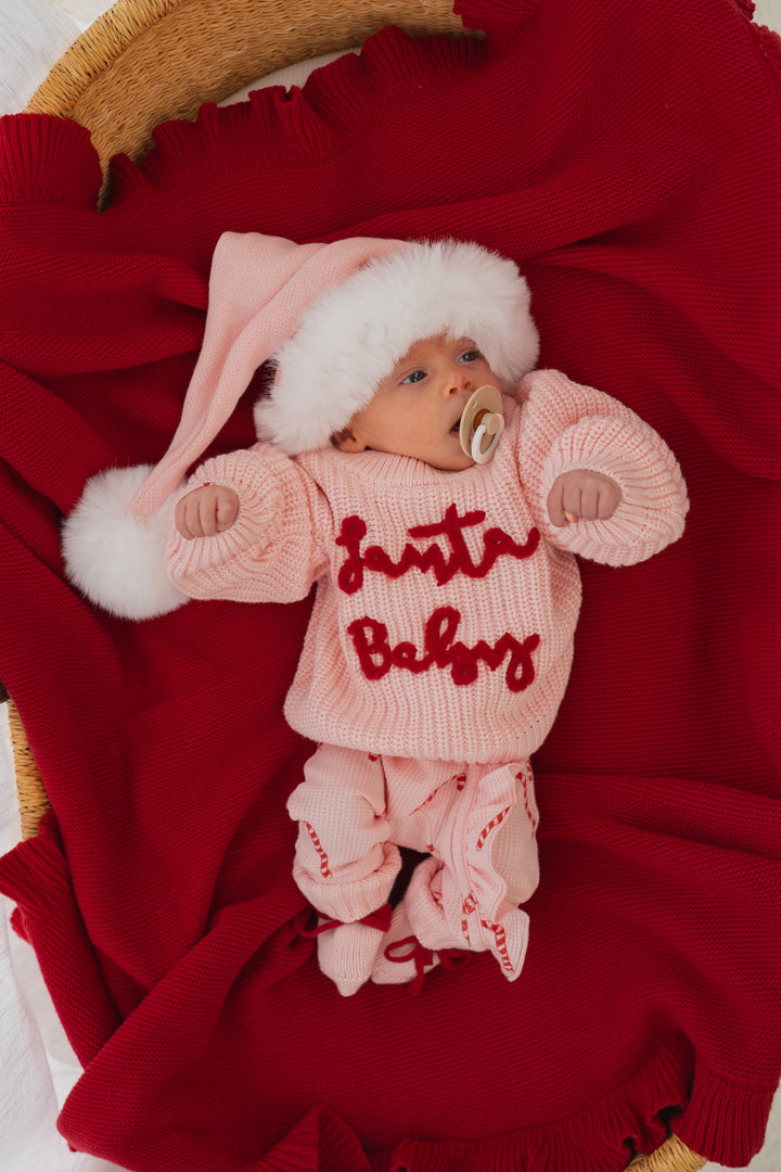 'Santa Baby' Chunky Knit Jumper | Baby Pink