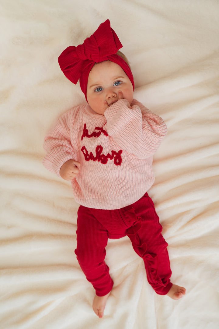 'Santa Baby' Chunky Knit Jumper | Baby Pink