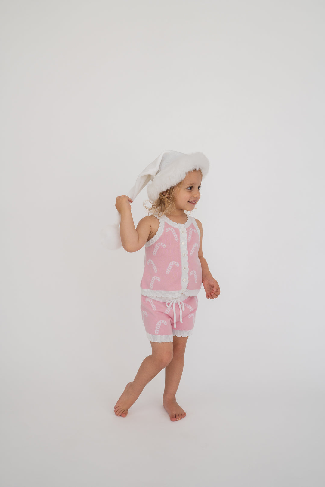 Knitted Shorts | Pink Candy Canes | PRE-ORDER