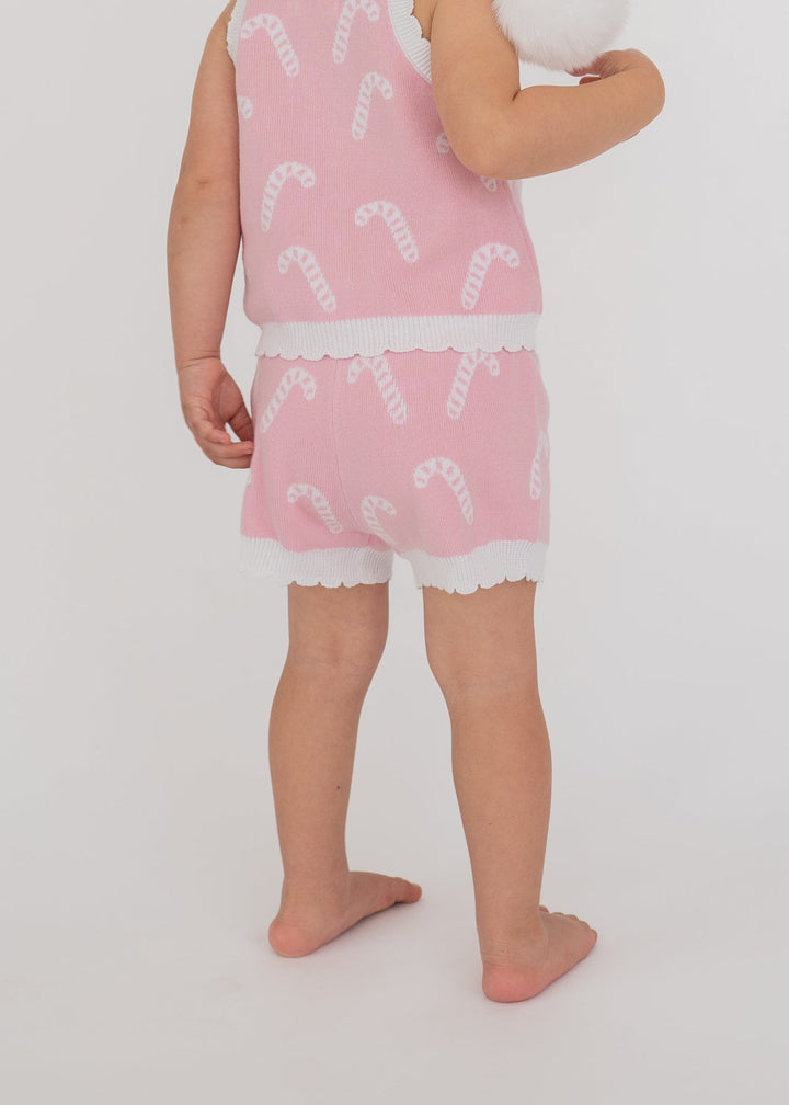 Knitted Shorts | Pink Candy Canes | PRE-ORDER