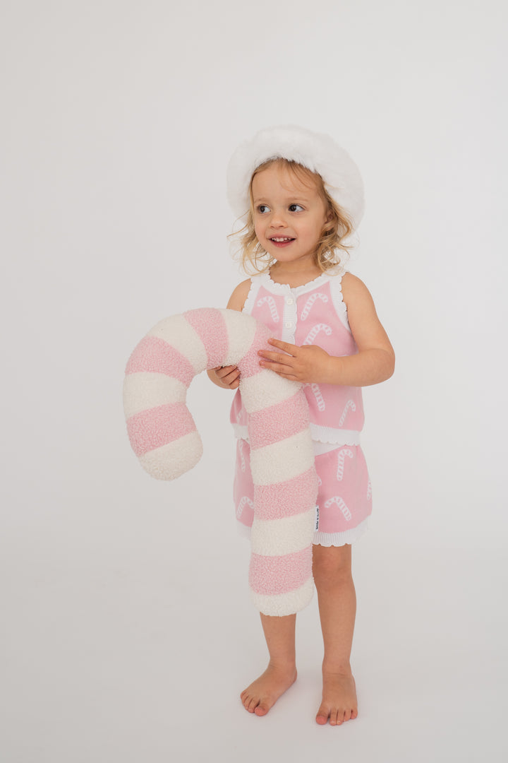 Knitted Shorts | Pink Candy Canes | PRE-ORDER