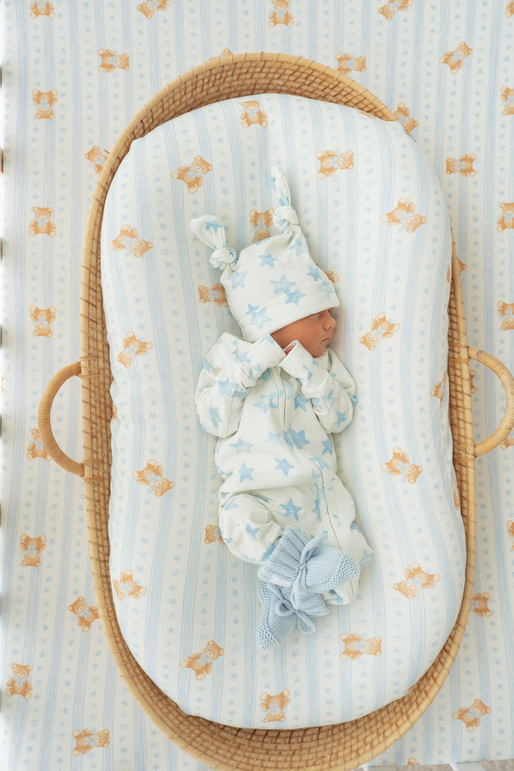 Bassinet Sheet | Blue Teddies