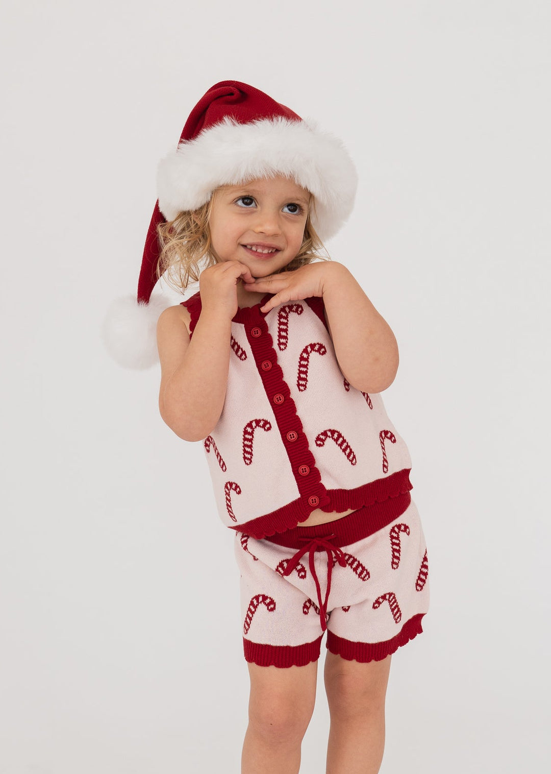 Knitted Shirt | Red Candy Canes | PRE-ORDER