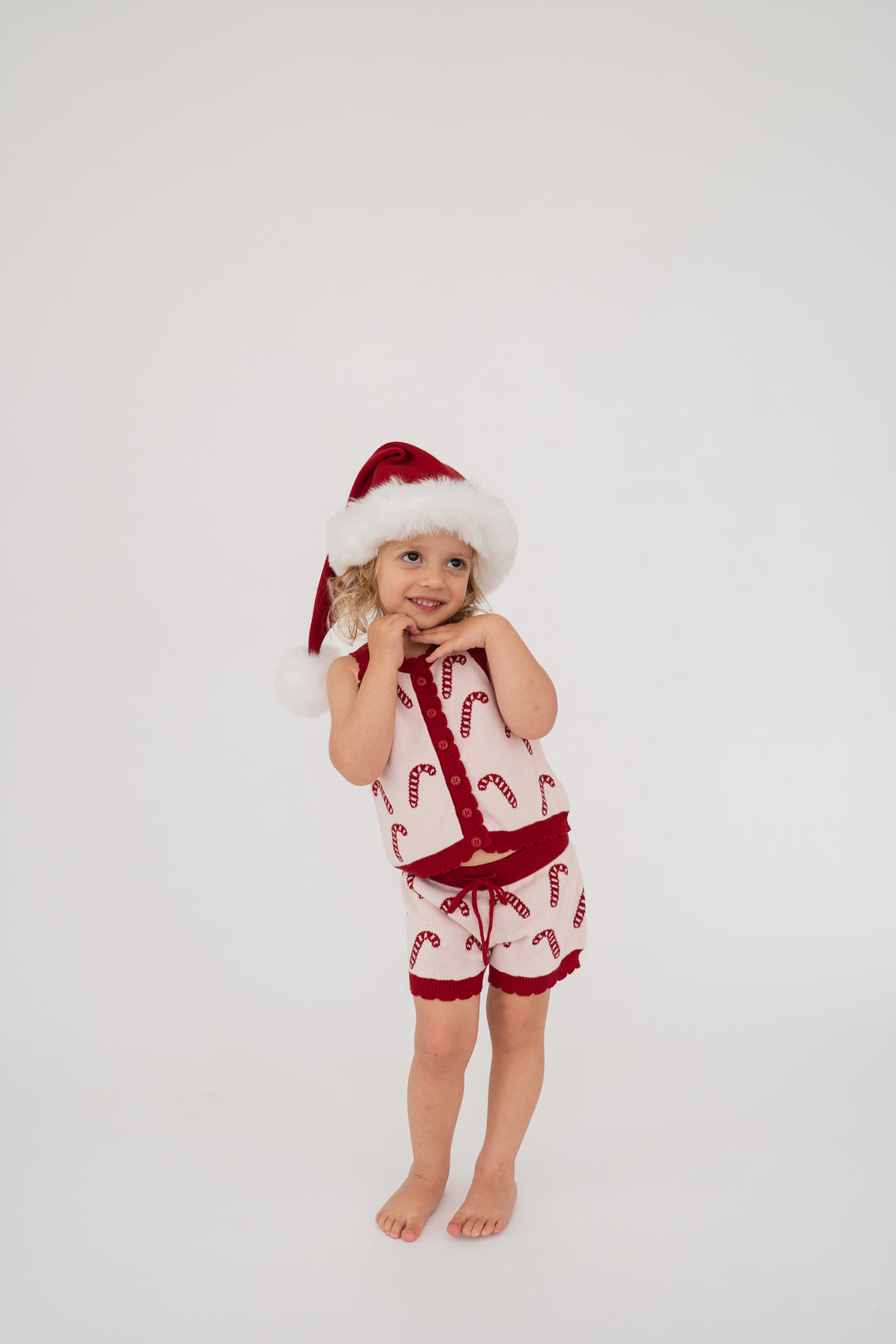 Knitted Shorts | Red Candy Canes | PRE-ORDER
