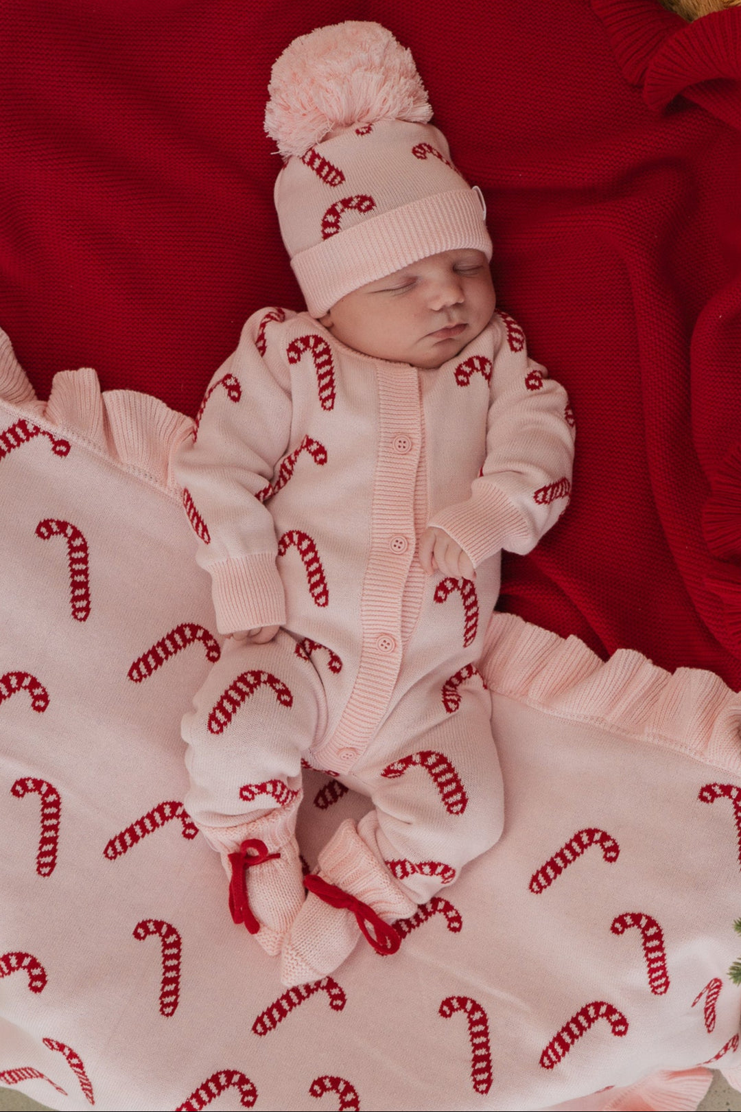 Knitted Booties | Baby Pink/ Rudolph