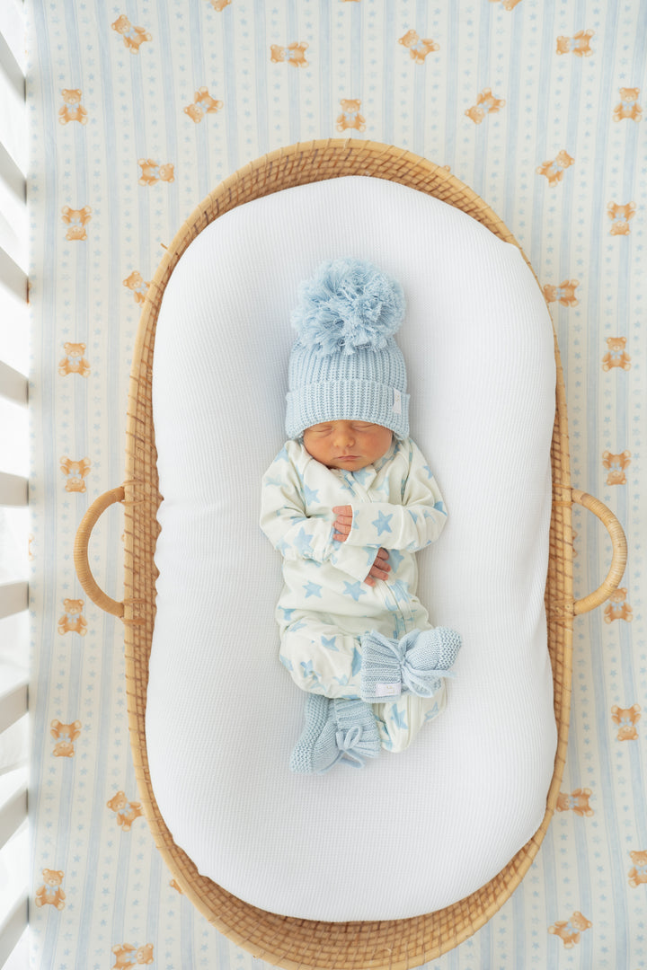 Cot Sheet | Blue Teddies