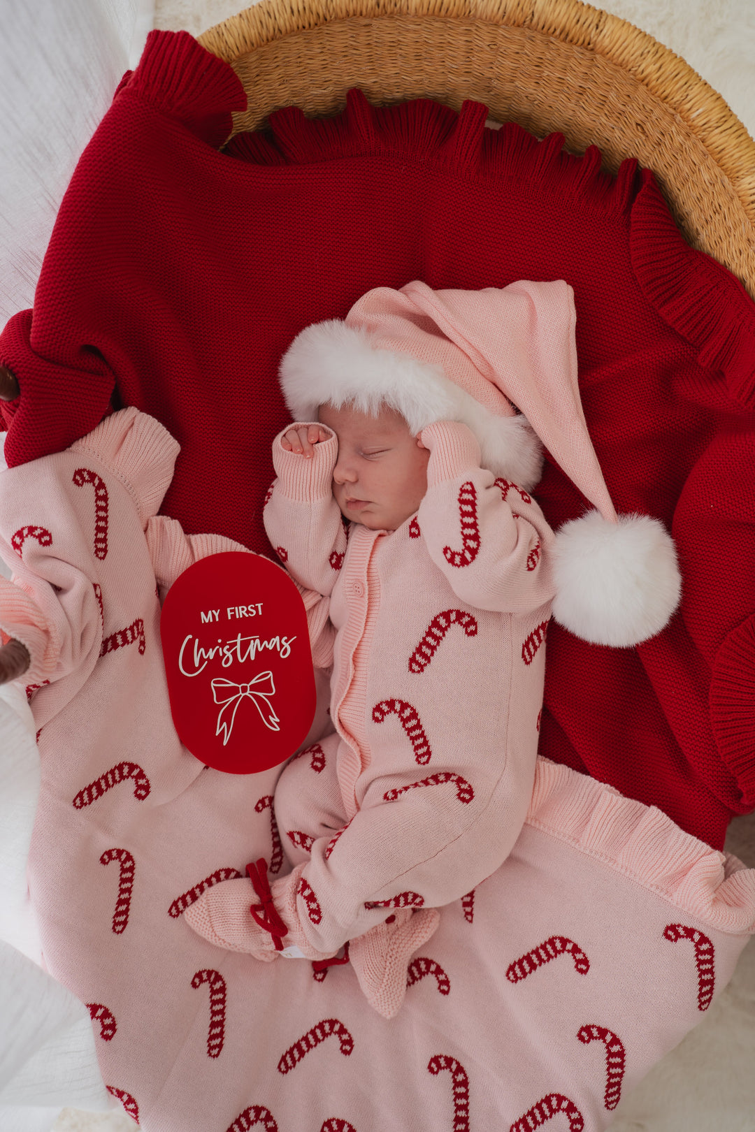 Knit Classic Romper | Pink Candy Cane