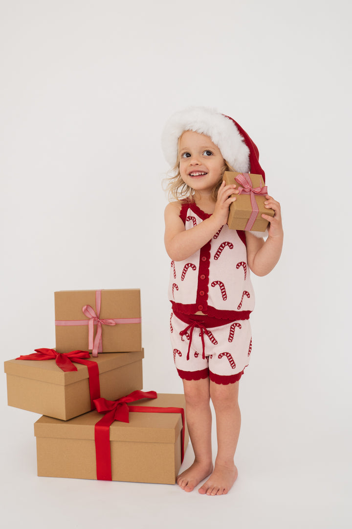 Knitted Shirt | Red Candy Canes | PRE-ORDER