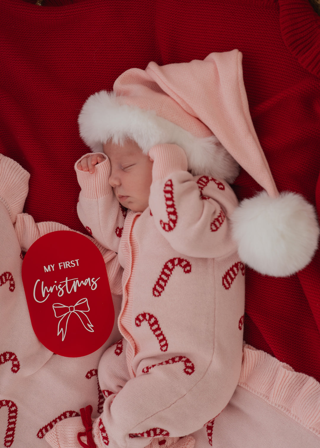 Knit Classic Romper | Pink Candy Cane