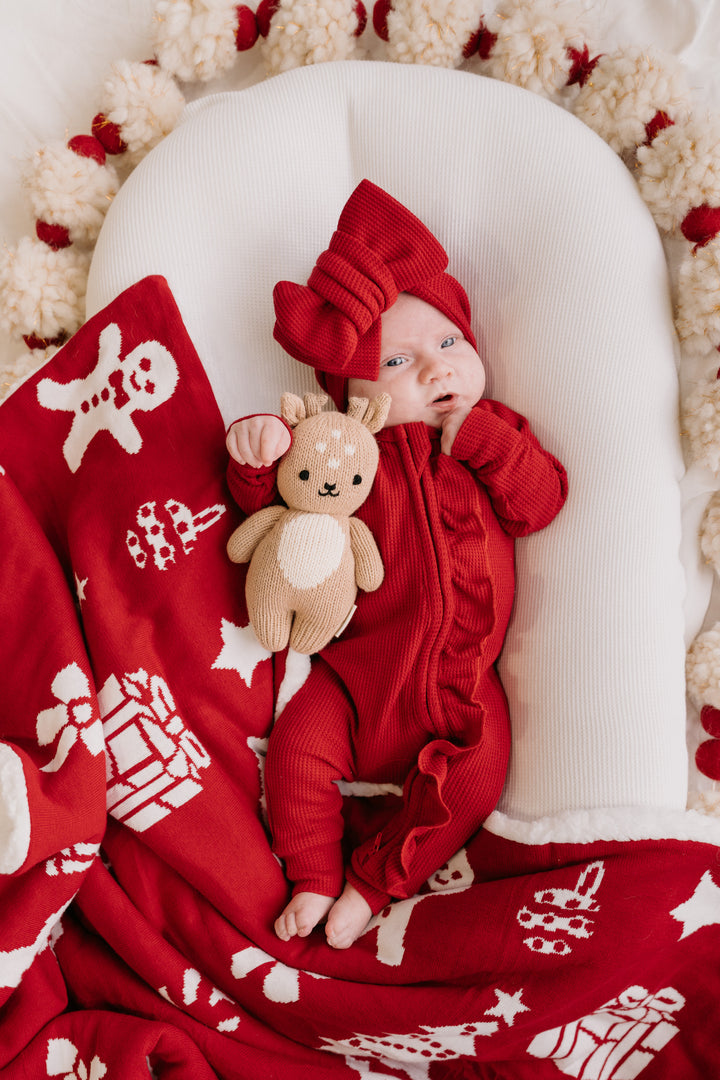 Frill Zip Romper | Rudolph Waffle