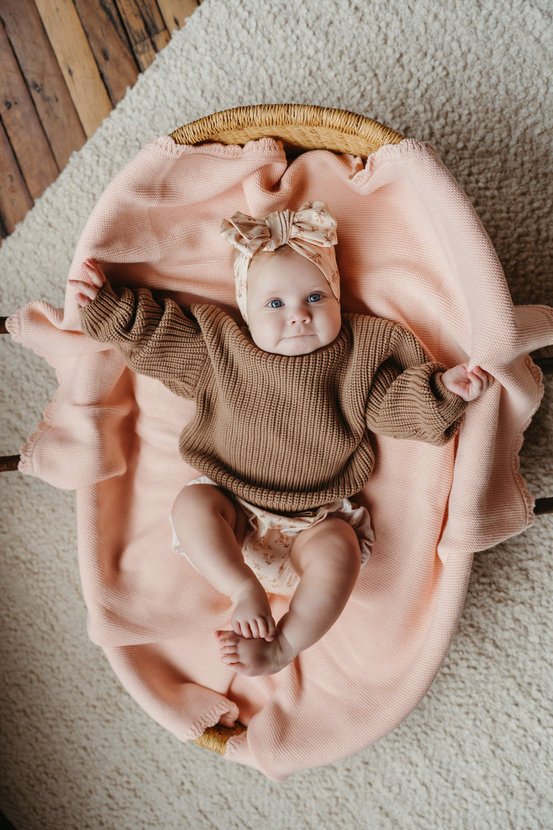 Heirloom Knit Blanket | Baby Peach
